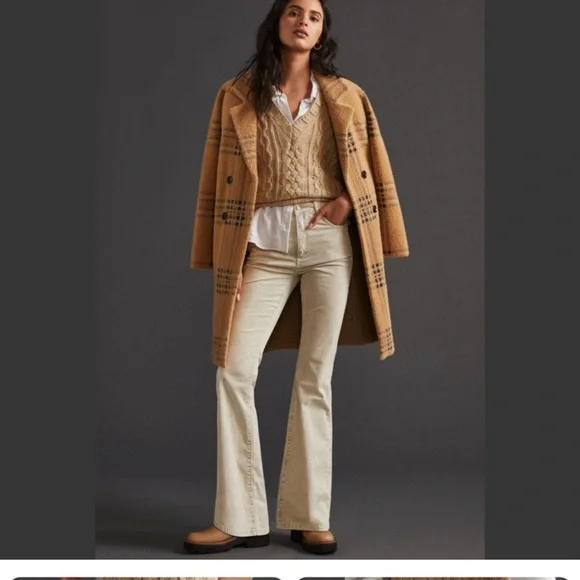 NWT Anthropologie DL1961 Rachel Flare Corduroy Pants Cords in Cream Size 29 - Picture 1 of 10